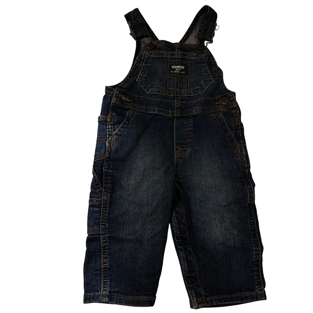 OshKosh B'gosh Boys Denim Overalls 9 Months Adjustable Straps‎